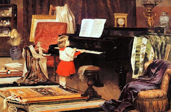 Aurelio de Figueiredo Girl at the piano oil painting image